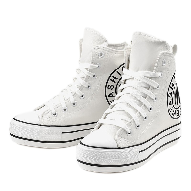 Bílé klínové tenisky W09 bílý 2