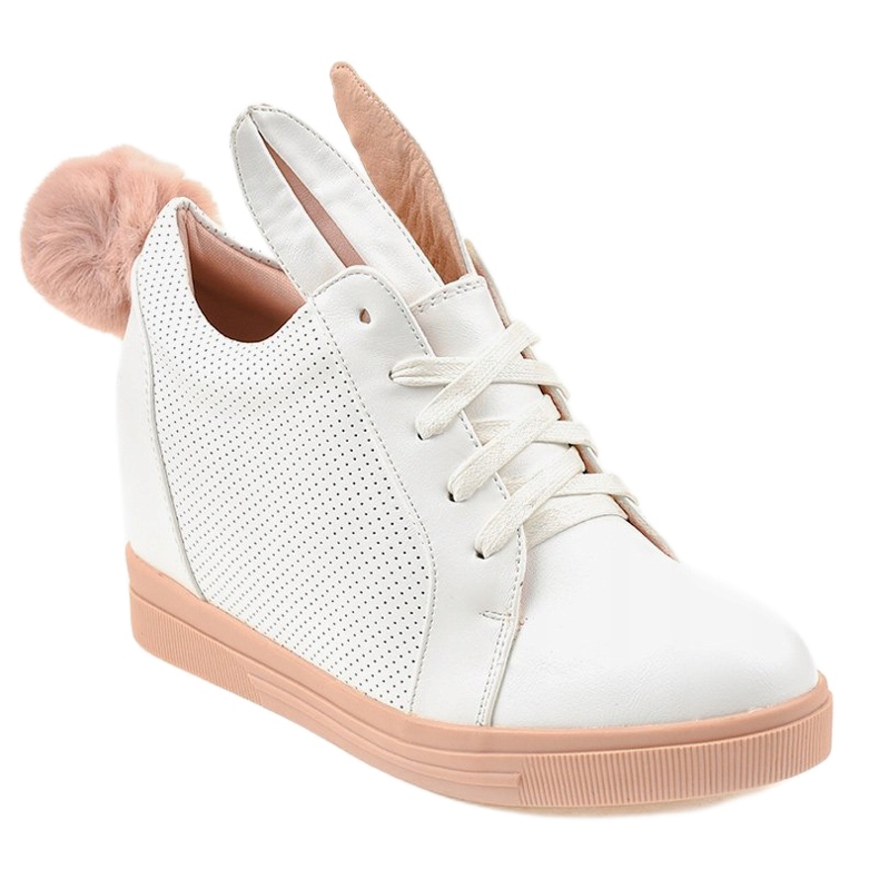 Bílé tenisky na klínových zajíčcích H6211-9 bílý 1