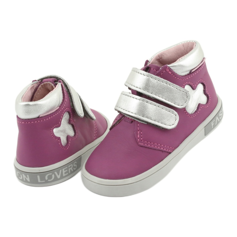 Kotníkové boty na suchý zip Mazurek růžový šedá 4