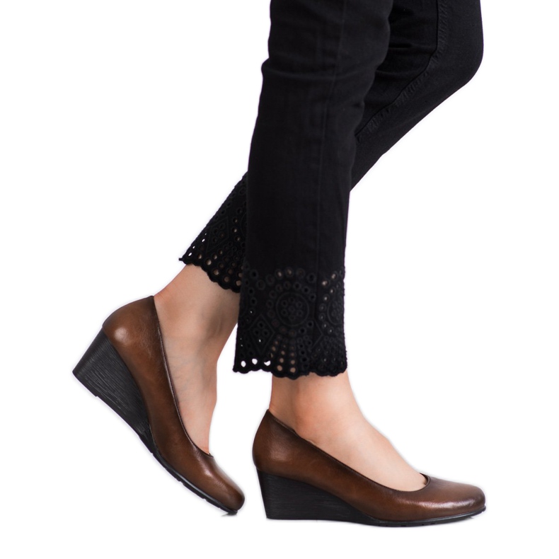 Vinceza Hnědá čerpadla na klínu hnědý 2