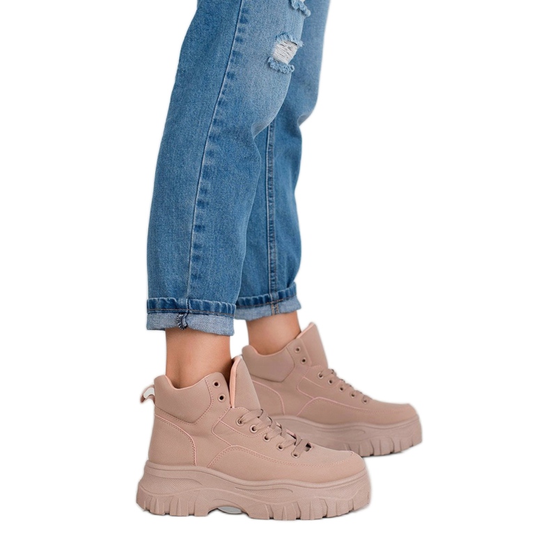 Kylie Šněrovací boty na platformě růžový 1