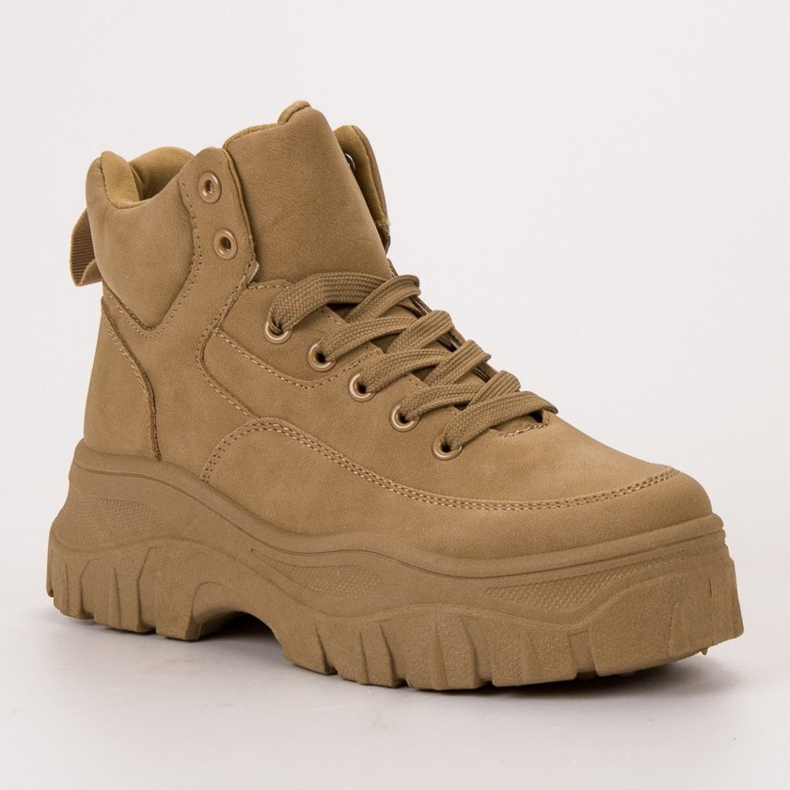 Kylie Šněrovací boty na platformě hnědý 1