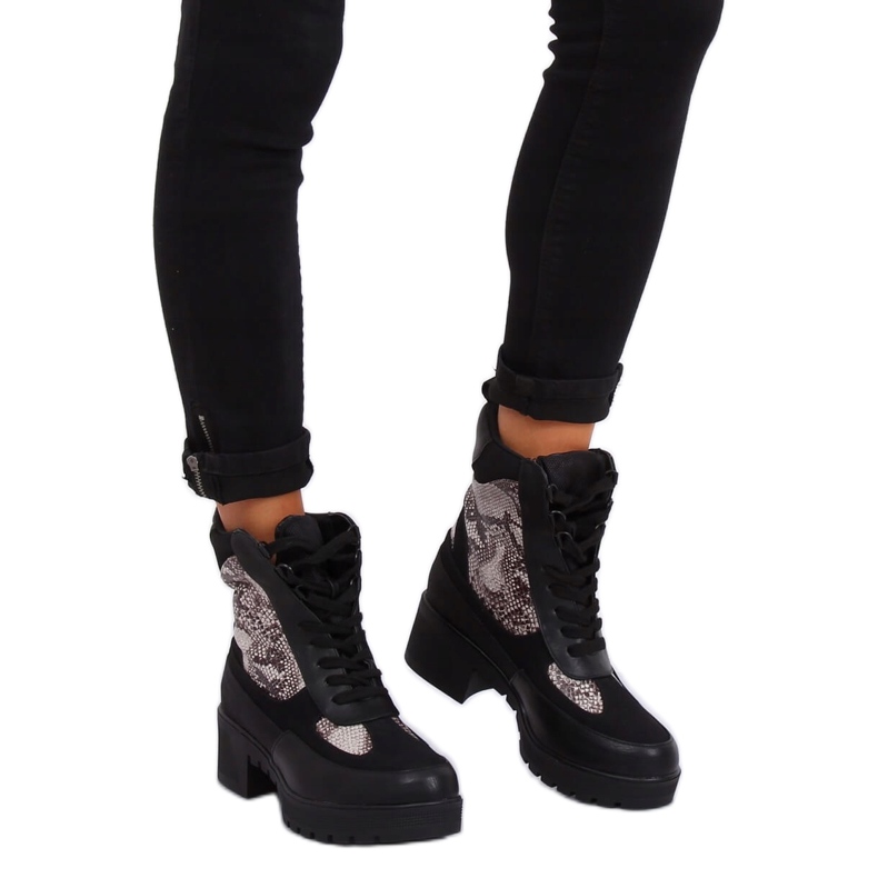 Černé Dámské černé boty 99-58 Snake Skin černý 2
