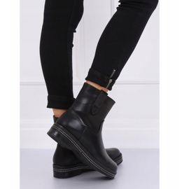 Černé dámské ploché černé kozačky CH1812-1 Black černý 2
