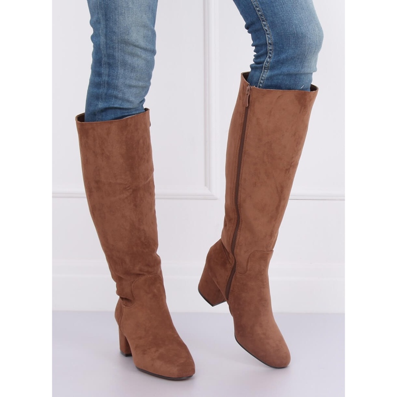 Hnědé vysoké podpatky YQ218P Camel hnědý 2