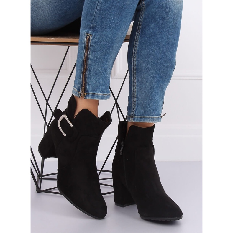 Černá YL53 Černé kozačky na vysokém podpatku 2