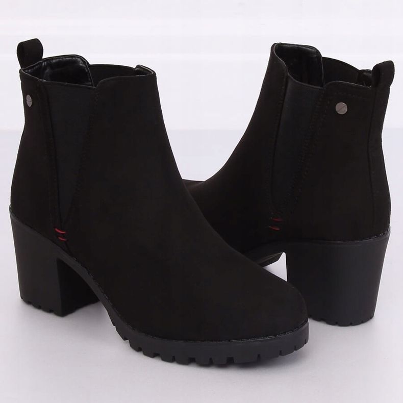 Černé kozačky na širokých podpatcích W373 Black černý 2