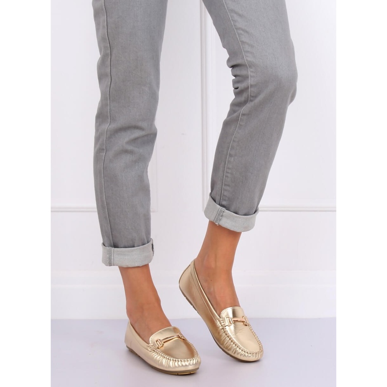 Zlaté dámské mokasíny L7189A Gold zlatý 1