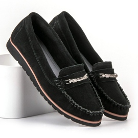 Filippo Pohodlné kožené mokasíny černá 1