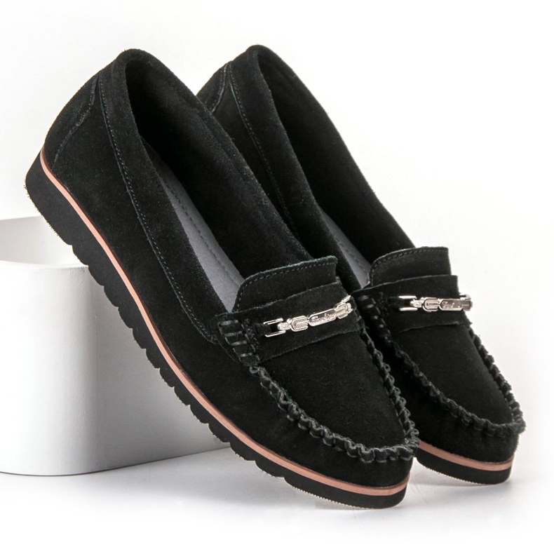 Filippo Pohodlné kožené mokasíny černá 1