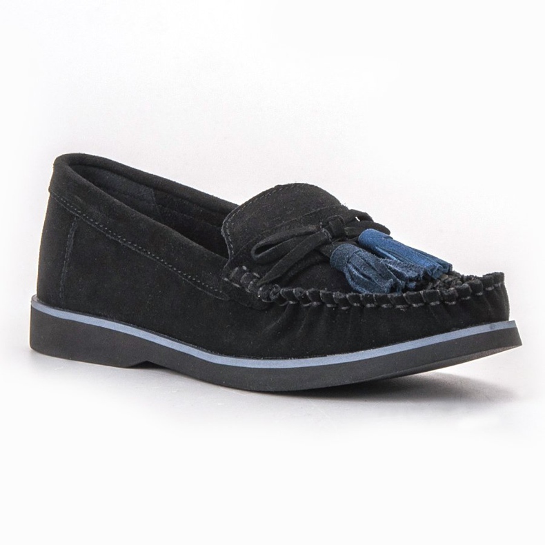 Filippo Kožené mokasíny s třásněmi černá 1