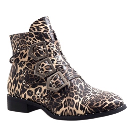 Leopardí boty se zapínáním na přezky 7-X7185C černá vícebarevný 1
