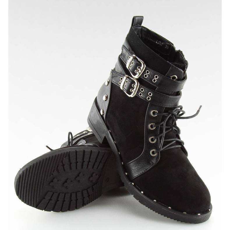 Černé šněrovací boty L3382 Black černý 1