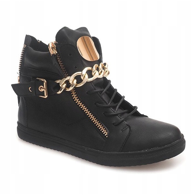 Vysoké tenisky se zipem 3346 černé černá žlutá 1