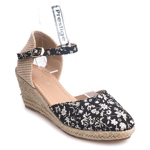 Sandály na klínku 50427 Beige černý vícebarevný 1