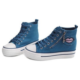 Vysoké riflové tenisky K3031 Navy Blue námořnická modř 1