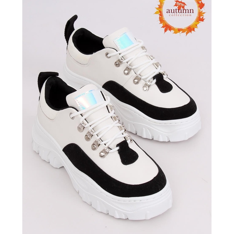 Černobílé boty na vysoké podrážce PF5329 Black bílý černý 1