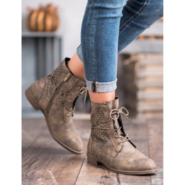 Groto Gogo Módní zavázané kozačky zelená 1