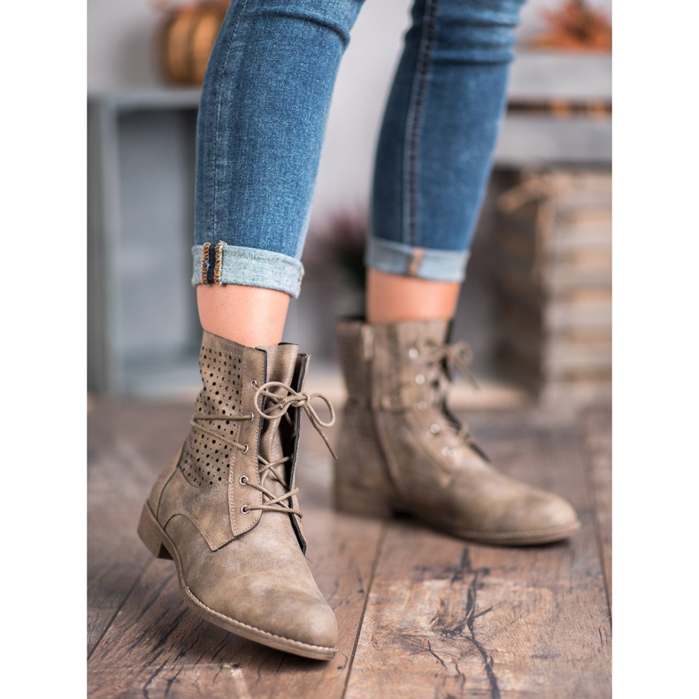 Groto Gogo Módní zavázané kozačky zelená 2