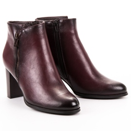 W. Potocki Vínové kotníkové boty na vysokém podpatku červené 1