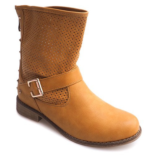 Prolamované boty se zipem TLT1302 Camel hnědý 1 Prolamované boty se zipem TLT1302 Camel hnědý 1