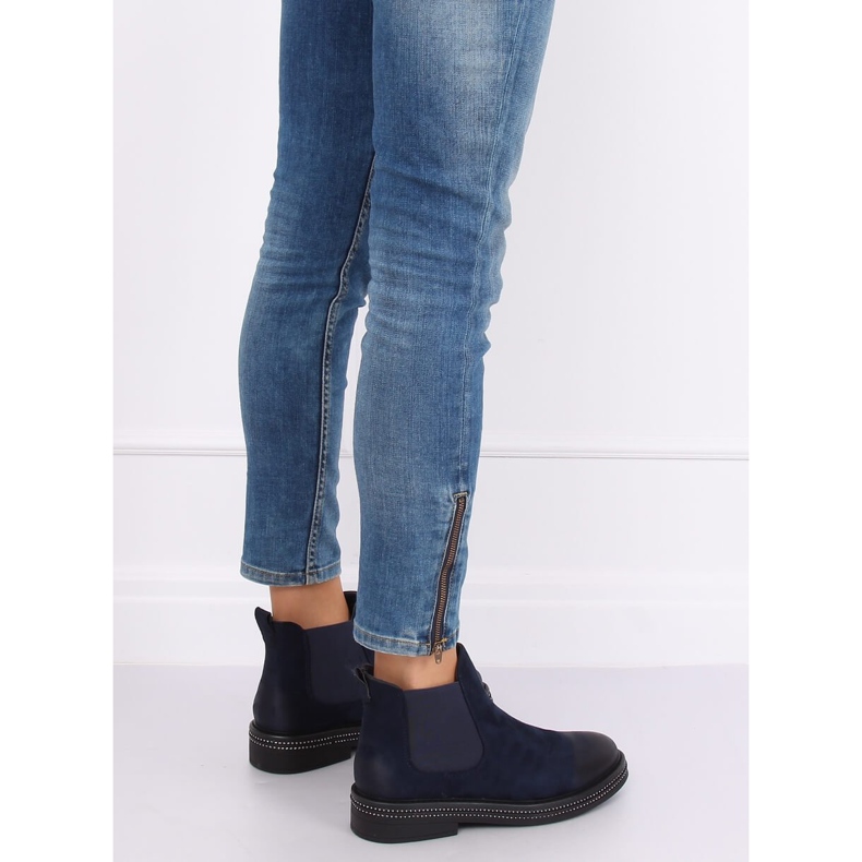 Tmavě modré dámské boty Chelsea WY-2842 Blue námořnická modř 1