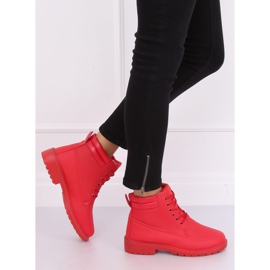 Červené dámské kozačky W-3033 Red červený 1