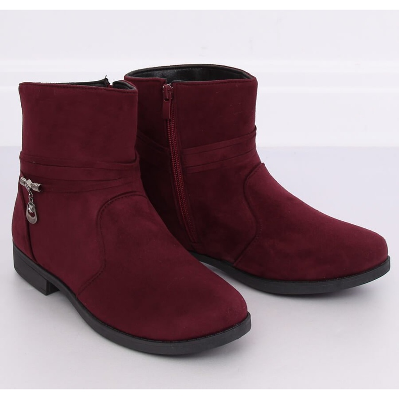 Maroon dámské semišové boty MP-53 Red červený 1