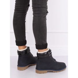 Dámské tmavě modré zateplené kozačky 1121-PA DK.BLUE námořnická modrá 1