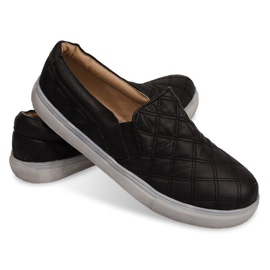 Prošívané Slip On 9033 černé nazouvací tenisky černý 1