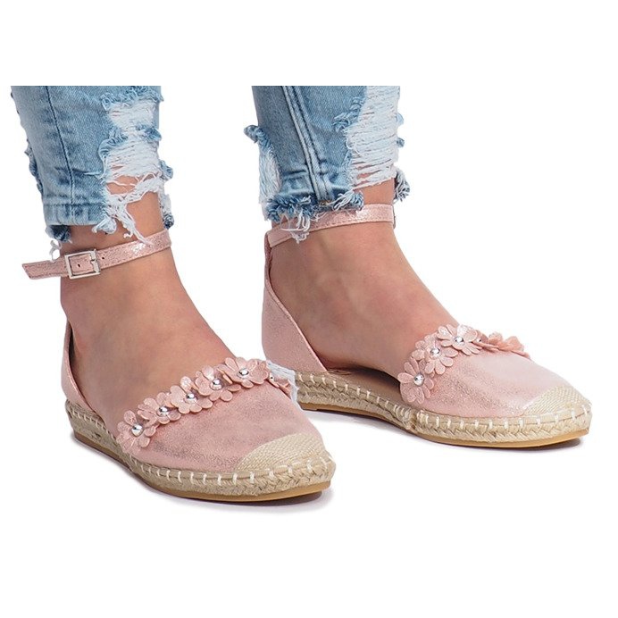 Růžové espadrilky s květy Favara růžový 1