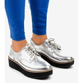 Stříbrné elegantní šněrovací boty 2017-1 šedá 1
