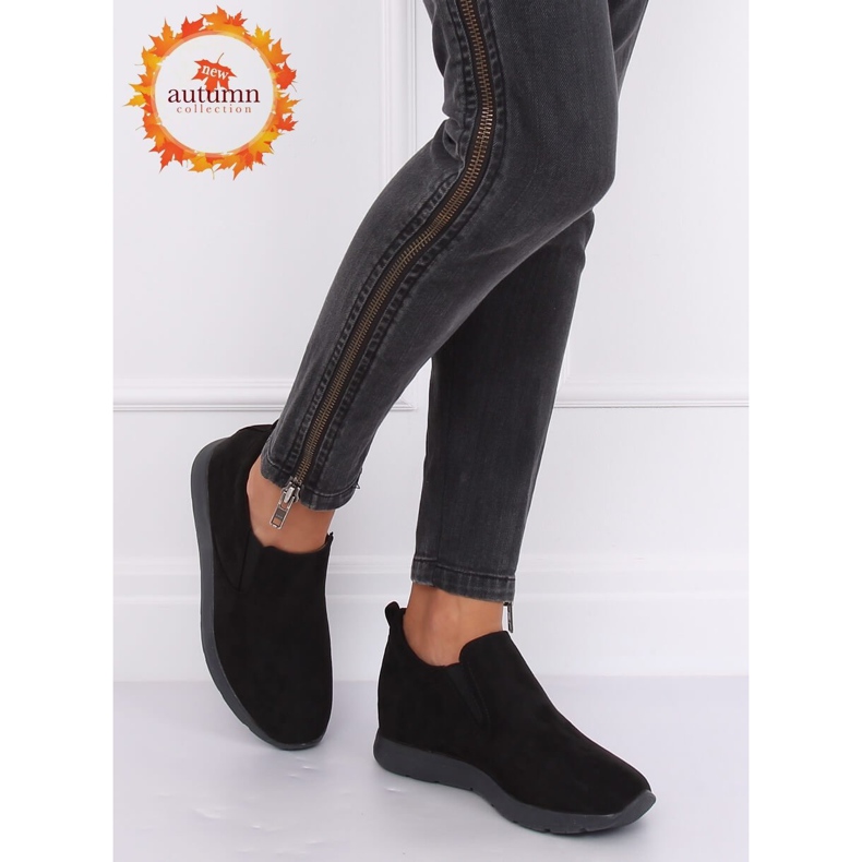 Černé boty na skrytém klínu černé ZY-7K67 Black černá 1 Černé boty na skrytém klínu černé ZY-7K67 Black černá 1
