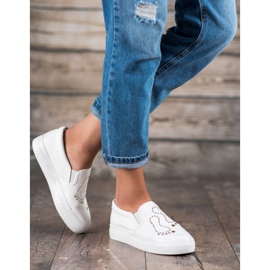 J. Star Slipony s kamínky bílý 1