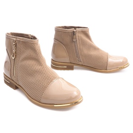 Prolamované elegantní boty B8107 béžové béžový 1