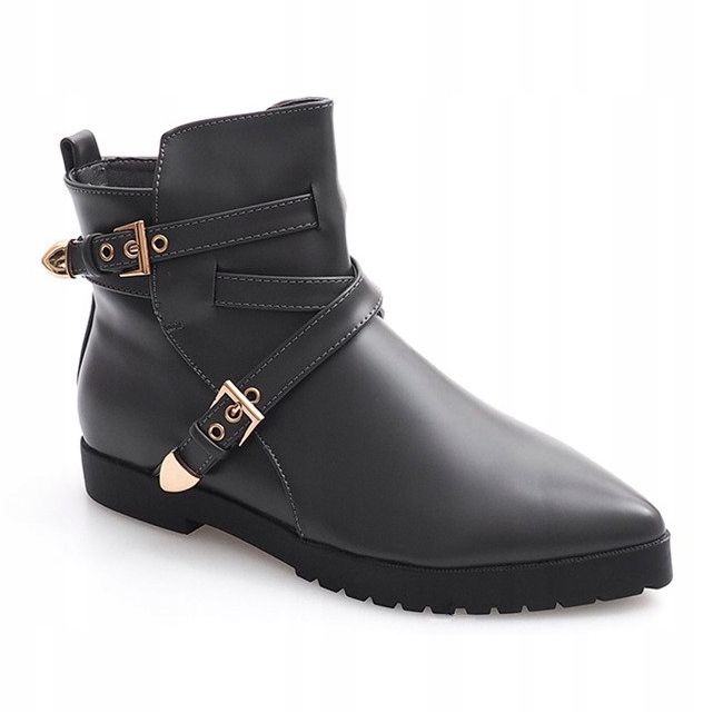 Teplé elegantní boty se sponou HW13 šedé šedá 2 Teplé elegantní boty se sponou HW13 šedé šedá 2