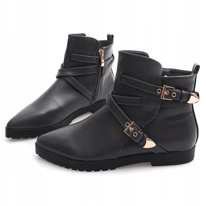 Teplé elegantní boty se sponou HW13 šedé šedá 1 Teplé elegantní boty se sponou HW13 šedé šedá 1