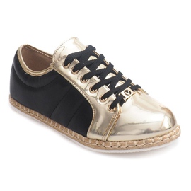 Plátěné espadrilky Q52 černé tenisky černý žluť 1