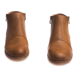 Prolamované boty se zipem H197 Camel hnědý 1