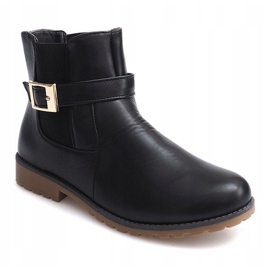 Boty s gumovou a přezkovou kožešinou E598, černé černá zelená 2