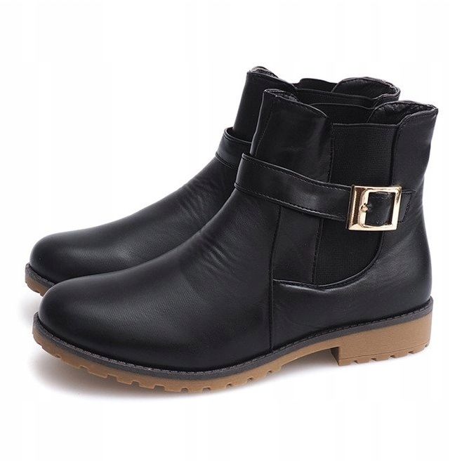 Boty s gumovou a přezkovou kožešinou E598, černé černá zelená 1