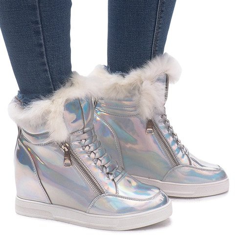 Teplé stříbrné tenisky R-99 šedá 1