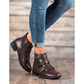 Small Swan Boty s ozdobnými pruhy hnědý 2