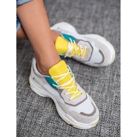 SHELOVET Šněrovací sportovní obuv šedá žlutá 1
