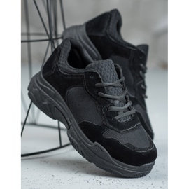 SHELOVET Šněrovací sportovní obuv černá 2