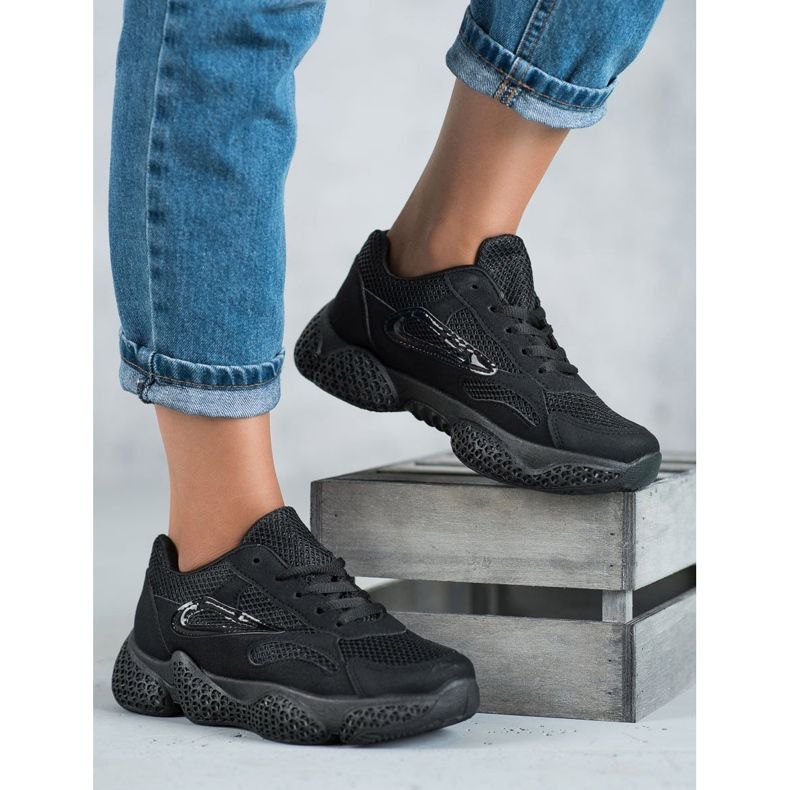 SHELOVET Textilní sportovní obuv černá 1