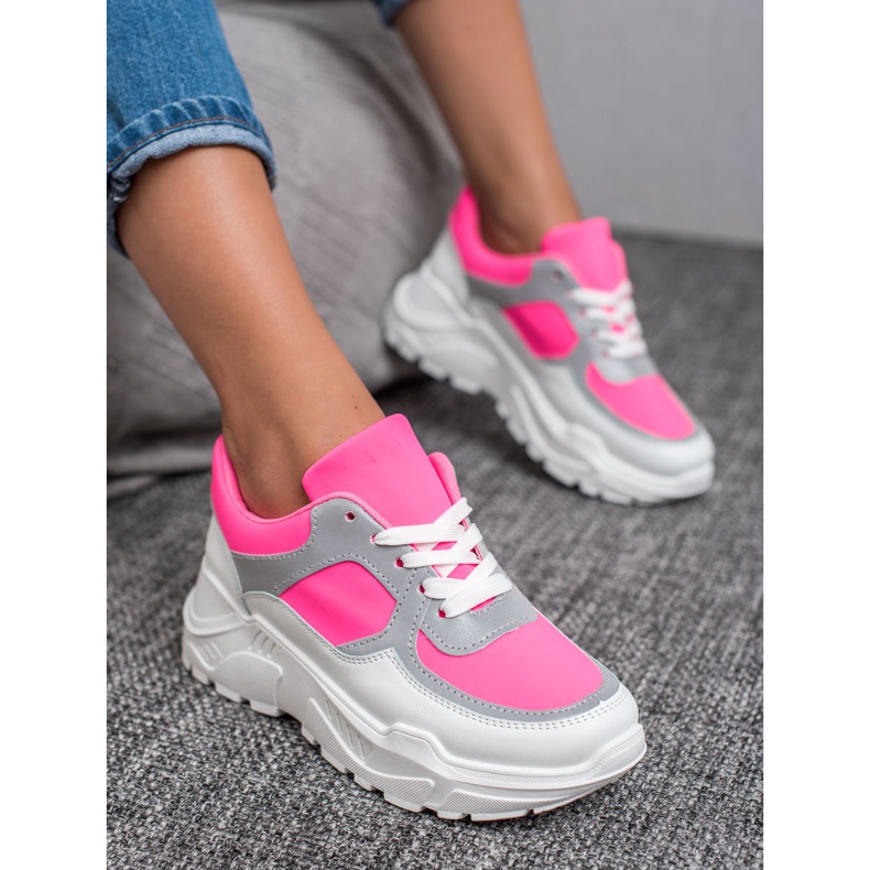 Ideal Shoes Neonové sportovní boty bílý růžový vícebarevný 1