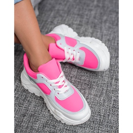 Ideal Shoes Neonové sportovní boty bílý růžový vícebarevný 2