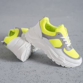 Ideal Shoes Neonové sportovní boty bílý vícebarevný žlutá 2 Ideal Shoes Neonové sportovní boty bílý vícebarevný žlutá 2