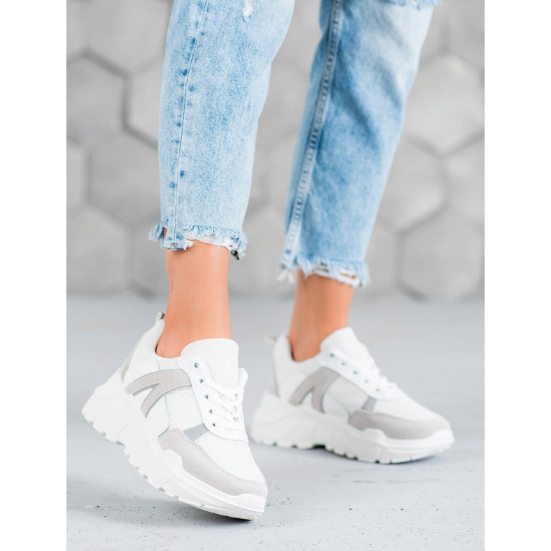 SHELOVET Svázaná obuv na platformě bílý 2